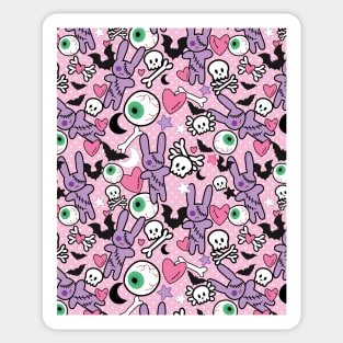 Pastel goth spooky bunny bats Edit Sticker